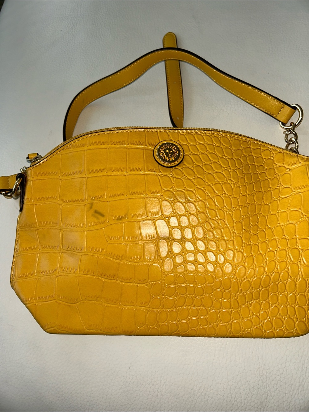 Yellow Croc-Embossed Women's Shoulder Bag